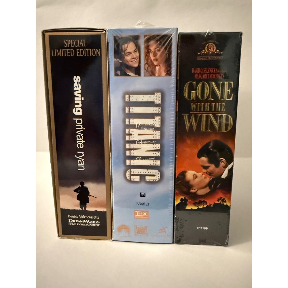 VHS Movie Lot Titanic, Gone With the Wind, Saving Private Ryan Sealed Limited Ed